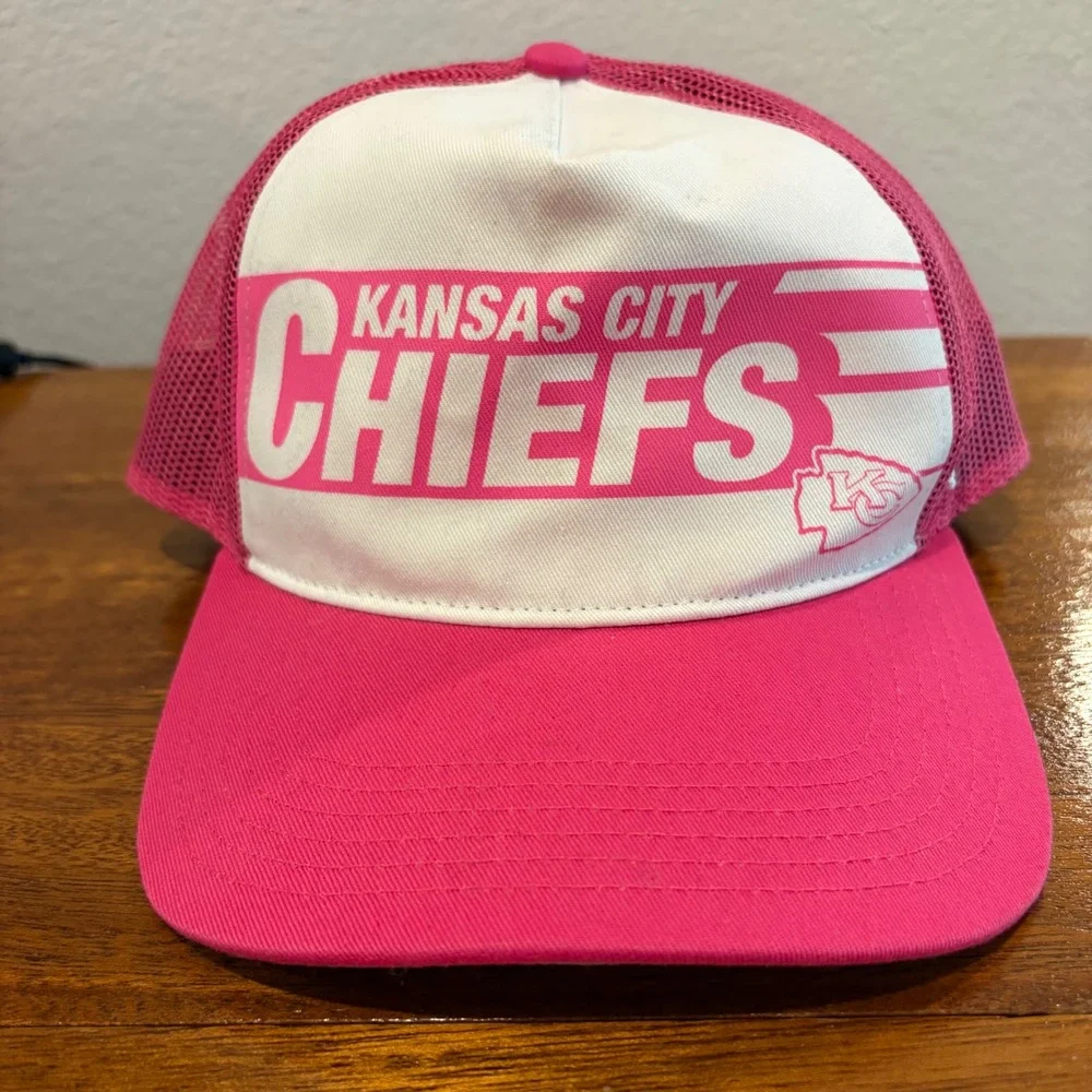 47 Brand Kansas City Chiefs Youth Trucker‎ Hat Pink White Snapback NFL 012624
